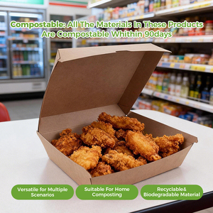 Caixa de Embalagem de Papel Kraft Descartável de Boa Qualidade para Fast Food, Embalagem Corrugada para Hambúrguer para Delivery - Product Image 4
