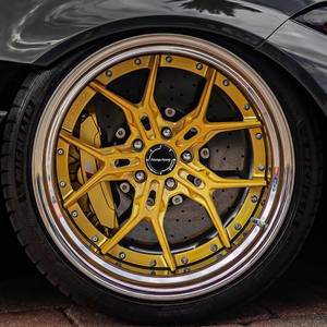 صحن عميق طلاء ذهبي قطعتان <span class=keywords><strong>3</strong></span> قطع 5X112 5x15-24 بوصة سبائك الألومنيوم الكروم مزورة لعجلة BMW porsche - Product Image 5