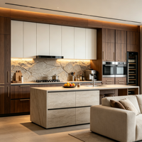 Meubles de cuisine modernes sur mesure pour toute la maison, directement de l'usine, grand rangement, matériaux durables pour projets résidentiels et villas