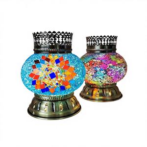 Lampe <span class=keywords><strong>de</strong></span> table LED à mosaïque, design méditerranéen, alimentée par piles, idéale pour chambre, <span class=keywords><strong>camping</strong></span>, pub, bar, restaurant, hôtel, KTV - Product Image 1