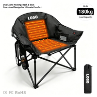 Fauteuil de camping chauffant surdimensionné, chaise lune rembourrée, siège pliable d'extérieur pour les voyages d'hiver