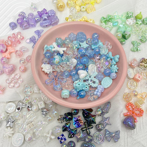 100g/Sacs Perles acryliques électroplaquées de formes variées pour accessoires DIY, perles en vrac pour bracelets, colliers DIY en plastique de styles et couleurs variés - Product Image 5