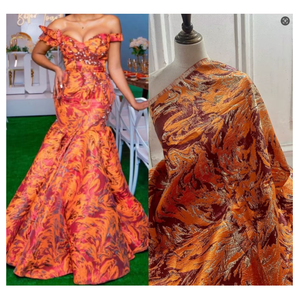 Tissu en dentelle brodée française de haute qualité 3919, tissu en dentelle <span class=keywords><strong>jacquard</strong></span> africain damassé doré 2024 pour robe de soirée femme - Product Image 1