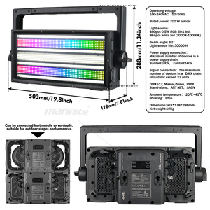 Luz Estroboscópica RGB de 700w, Enlazable Horizontal o Verticalmente, IP65 Impermeable, DMX, Luz Estroboscópica LED para Exteriores, para DJ y Discotecas - Product Image 4