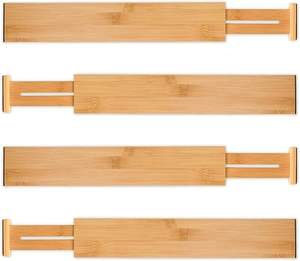 Diviseurs de tiroirs en bambou naturel, organisateurs, diviseurs de tiroirs réglables pour la cuisine, la chambre à coucher, la salle de bain, la commode, le bureau - Product Image 3