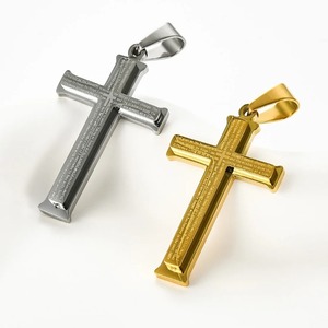 Collier croix double couche en acier inoxydable pour hommes et femmes, pendentif simple couleur or argent, chaîne ras du cou, breloques, bijoux, cadeaux DIY - Product Image 3