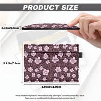 Porte-cartes de luxe en cuir PU mince personnalisé à imprimé léopard avec fleurs d'hibiscus hawaïen à bas prix