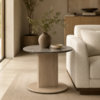Table d'appoint en bois avec plateau en marbre personnalisé, table sur pieds de style moderne minimaliste, fabricant pour hôtel de luxe
