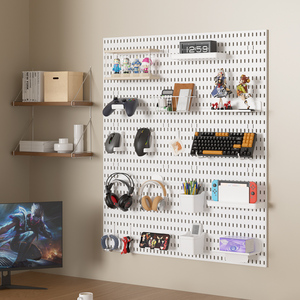 迷你钉板挂钩和搁板替代品: Diy配件、免钻储物、家庭和办公室墙壁全板展示衣架 - Product Image 1