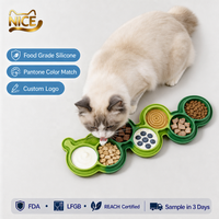 Tapis à lécher pour chiens et chats NicePets Caterpillar Slow Feeder |   Tapis d'enrichissement à 7 zones en silicone de qualité alimentaire |   Anti-étouffement