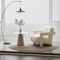 Fauteuil d'appoint en tissu velours de luxe, canapé simple minimaliste avec pieds en bois robustes pour la maison ou le bureau