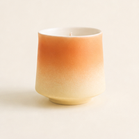 Décoration intérieure romantique, cadeau idéal : Bougie parfumée longue durée en céramique avec finition dégradée corail, 130 ml