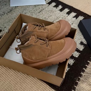 All inclusive anti collision thick soled lace up high top <b>boot</b> with thick wool lining outdoor cold resistant and warm short <b>boot</b> - Product Image 3