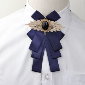 Kadın büyük papyon moda güzel şerit düz renk kelebek ilmek papyon Polyester kravat Pin yaka - Product Image 2