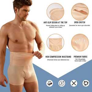 Pantalones Cortos Moldeadores de Abdomen <span class=keywords><strong>para</strong></span> Hombre, de Cintura Alta, Ropa Interior Reductora, Faja Abdominal Sin Costuras, Calzoncillos Tipo Bóxer de Algodón/Fibra de Bambú, ODM - Product Image 4