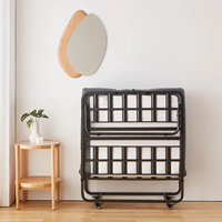 Lit pliant portable en gros avec matelas, lit pliant rapide en métal à roulettes pour invités, bureau, camping, OEM