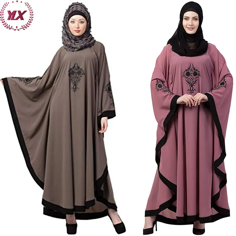 OEM-vestido Abaya personalizado para mujer, Hijab de Dubái con bordado de patrón especial impresionante, diseño misterioso