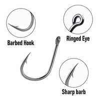 Hameçons de pêche 3-12 #   Hameçon simple à ardillon en acier à haute teneur en carbone pour la pêche aux leurres en eau douce
