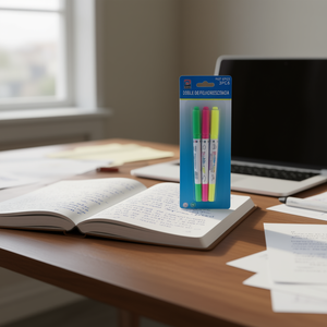 Pennarello fluorescente a doppia punta, confezione da 3 pezzi, colori assortiti per evidenziare la scrittura - Product Image 3