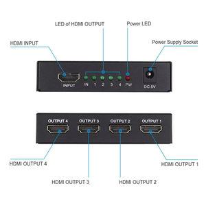 Adaptador Divisor HD-MI 1x4, Conversor HDTV 1 Entrada 4 Salidas, Hub de Audio y Video 4K HD para Xbox, PS4, <span class=keywords><strong>DVD</strong></span>, TV, Monitor, Pantalla, Computadora Portátil - Product Image 3