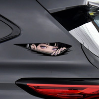 MZLH CS-ANM018 Autocollant adhésif à usage unique pour le corps, la voiture, la moto, le boîtier PC, décoration, motif yeux de fille anime, en PVC, Sichuan