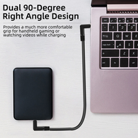Câble USB-C vers USB-C double 90 degrés 10 Gbit/s 4K60Hz Vidéo PD 60W 3A Type C à angle droit pour Ordinateur Portable Moniteur Téléphone Gaming