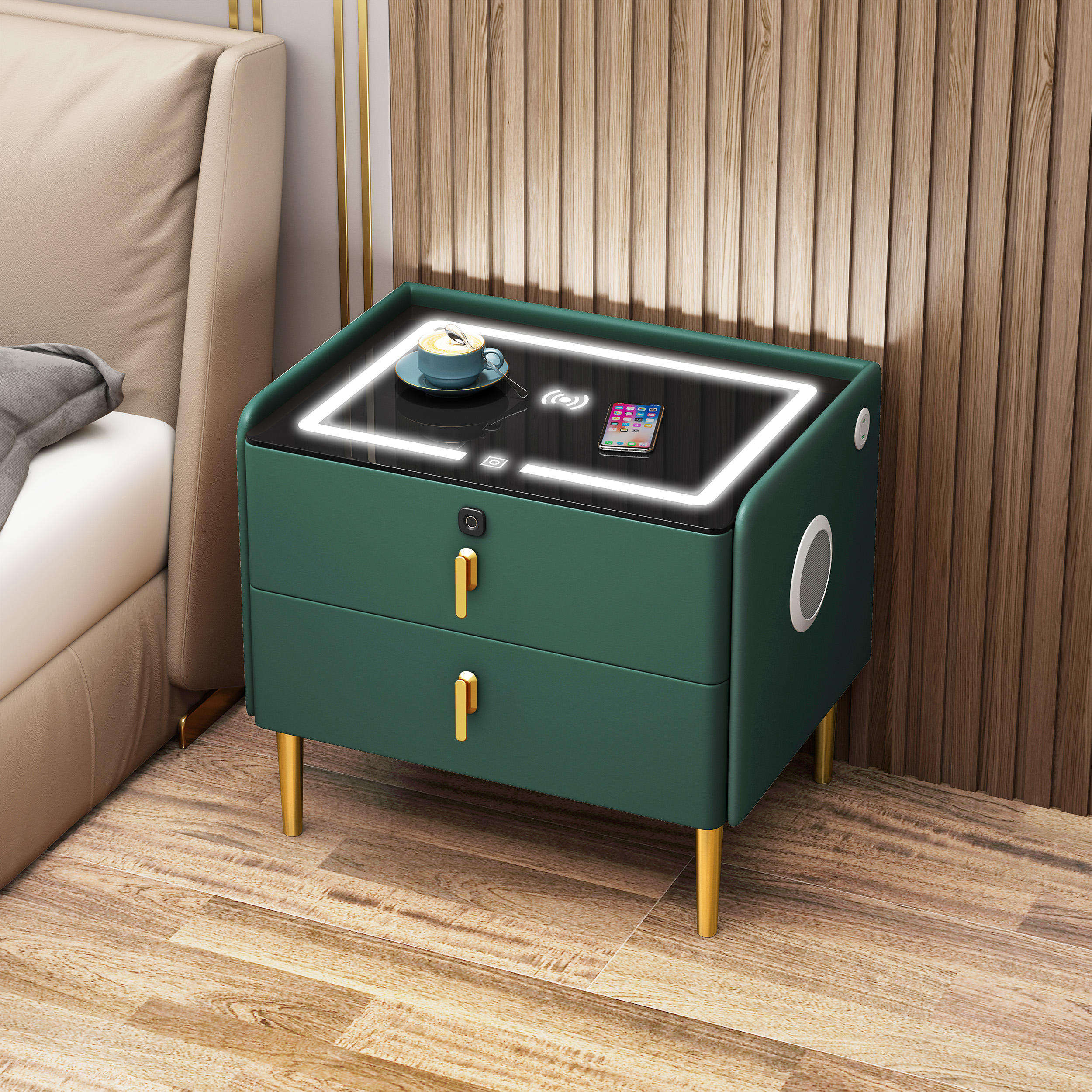 blackish green+Tri color light+wireless charging