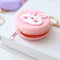 Dompet koin ritsleting silikon anak-anak, Gantungan Kunci kecil silikon karet bulat & tempat kartu