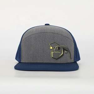 Venta al por mayor personalizado OEM adultos 6 paneles sombrero de ala plana de alta calidad de goma en relieve Logotipo de poliéster Gorras láser agujero Snapback Cap - Product Image 2