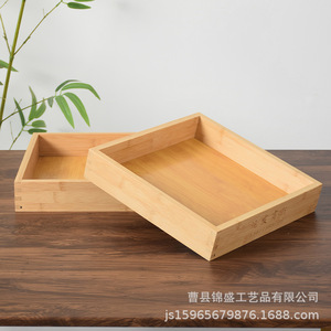 Plateau de rangement carré en bois massif, 1 compartiment, non fini, réutilisable, pour le bureau ou le salon - Product Image 4