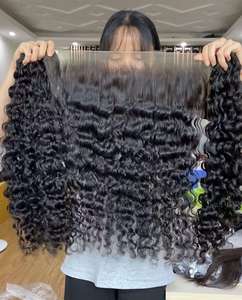 Bán Buôn Chưa Qua Chế Biến Nguyên Liệu Bó Tóc Con Người Ấn Độ Trinh Nữ Lớp Biểu Bì Phù Hợp Campuchia Xoăn Miến Điện xoăn HD Phía Trước Phần Mở Rộng - Product Image 1