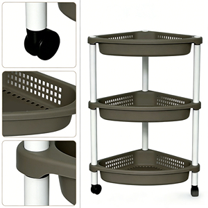 Étagère de rangement moderne en plastique PP à roulettes, non pliable, pour la salle de bain et la cuisine, organisateur d'articles de toilette et d'épices - Product Image 4