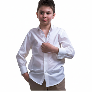 Chemise pour enfants en coton 100% blanc - Product Image 2