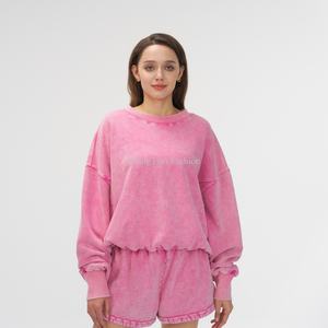 ชุดวอร์มผู้หญิงทรงหลวมสไตล์สตรีทแวร์ คอกลม ลุควินเทจฟอกสี ปี 2025 - Product Image 1