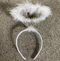 Serre-tête en plumes d'ange, accessoires de costume de cosplay de fée pour Halloween, décoration de fête d'anniversaire, noir et blanc