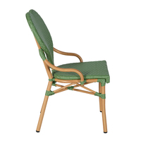 Fauteuil d'extérieur en rotin PE vert olive avec dossier en forme de cœur, structure en aluminium, chaise de bistrot pour café, patio, jardin