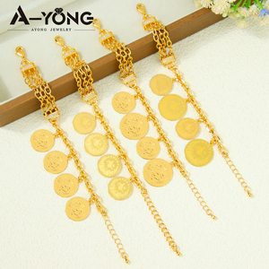 Bracciali con ciondolo a moneta in <span class=keywords><strong>oro</strong></span> 18 carati dal design classico <span class=keywords><strong>turco</strong></span> Ayong, catene regolabili, bracciali da donna con zirconi, gioielli. - Product Image 6