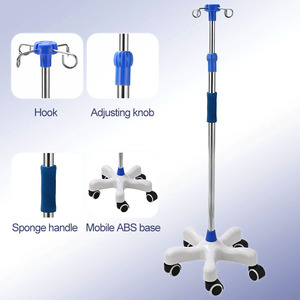 Soporte de Infusión de Acero Inoxidable con Altura Ajustable y Ruedas para Hospital, Soporte para Suero Intravenoso, Soporte para Goteo - Product Image 3