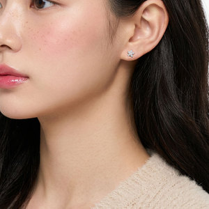Bijoux fins de haute qualité en gros, boucles d'oreilles en or massif 18 carats avec diamants naturels, design flocon de neige, cadeau d'anniversaire pour filles - Product Image 3