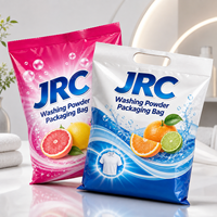Sachet en plastique à soufflet latéral imprimé sur mesure de 1 kg, 2 kg, 3 kg pour emballage de lessive en poudre avec poignée