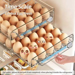 60格鸡蛋容器，适用于冰箱整理盒，透明可堆叠鸡蛋架，适用于冰箱鸡蛋托盘，2层3尺寸 - Product Image 3
