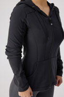Ensemble solide de yoga de remise en forme logo personnalisé vêtements de sport veste trou décoration grande taille élastique serré court veste de loisirs pour les femmes