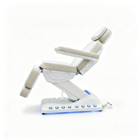 Fauteuil Cosmétique Électrique 4 Moteurs, Lit de Beauté Facial, Fauteuil Podologique, Chaise de Tatouage Inclinable Réglable avec Lumière LED