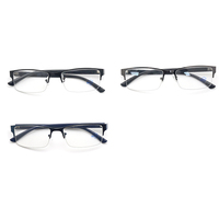 Lunettes Optiques Anti-Lumière Bleue pour Hommes d'Affaires, Monture Demi-Cerclée Ultralégère, Montures de Lunettes d'Ordinateur en Métal Unisexe, Forme Carrée Diamant