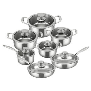 Juego de Utensilios de Cocina de 14 Piezas, Antiadherentes, de Acero Inoxidable 304 de Triple Capa, Aptos para Inducción, de Alta Calidad, con Tapas - Product Image 1