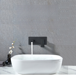 <span class=keywords><strong>Robinet</strong></span> de lavabo dissimulé noir tout cuivre <span class=keywords><strong>Robinet</strong></span> de lavabo encastré pour hôtel, prise murale chaude et froide - Product Image 4