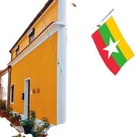 Nouveau drapeau du Myanmar 3x5 pieds, design 2010, jaune, vert, rouge, blanc, étoile, extérieur, polyester résistant