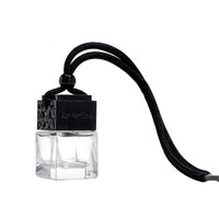 Diffuseurs de parfum pour voiture carrés de 8 ml en verre avec bouchon en métal noir, flacons vides à suspendre pour diffuseur d'arômes de voiture