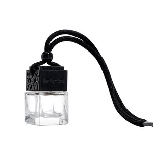 8ML Square Car <b>Perfume</b> Diffuser Glass <b>Bottles</b> with Black Metal Cap <b>Empty</b> Hanging Car Aroma Diffuser - Product Image 5