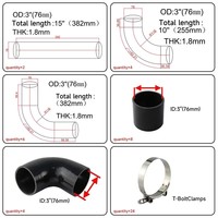 DIY Bar & Plate 600*300*76mm Intercooler 3 "con 12PCS Kit de abrazaderas de manguera de tubería